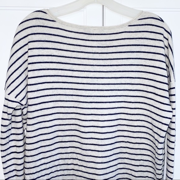 Vince  | Wool/Cashmere Striped Scoop Neck Sweater Cream/Black Small - Picture 9 of 10